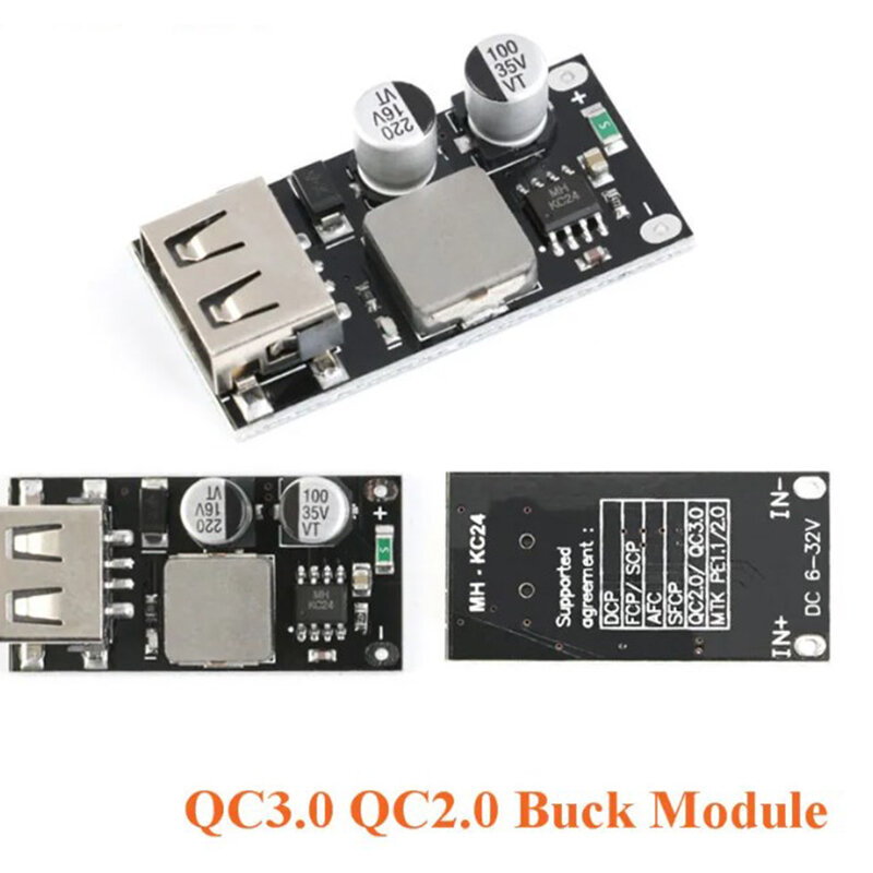 QC3.0ตัวแปลง USB DC-DC Buck QC2.0ชาร์จแบบ Step Down โมดูล6-32V 9V 12V 24V ไปเป็นที่ชาร์จเร็วแผงวงจร3V 5V 12V