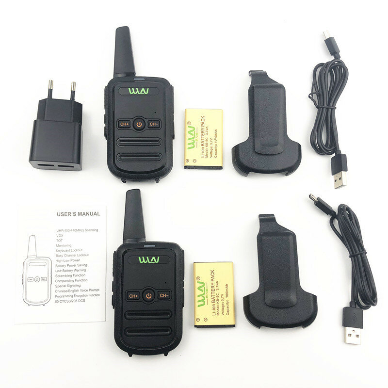 2 pezzi WLN KD-C52 MINI HandheldWalkie-talkie professionale mini colore ultra-sottile ultra-piccola ricarica diretta USB