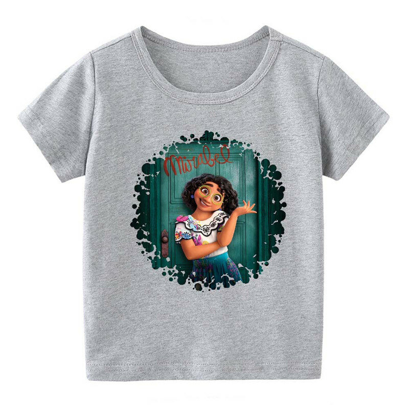 เสื้อยืด Disney Encanto Mirabel เด็กผู้หญิงเด็กน้อยเครื่องพิมพ์ลายเสื้อลายเสื้อผ้าผ้าฝ้ายลำลอง2022ฤดูร้อนแฟชั่นแขนสั้น