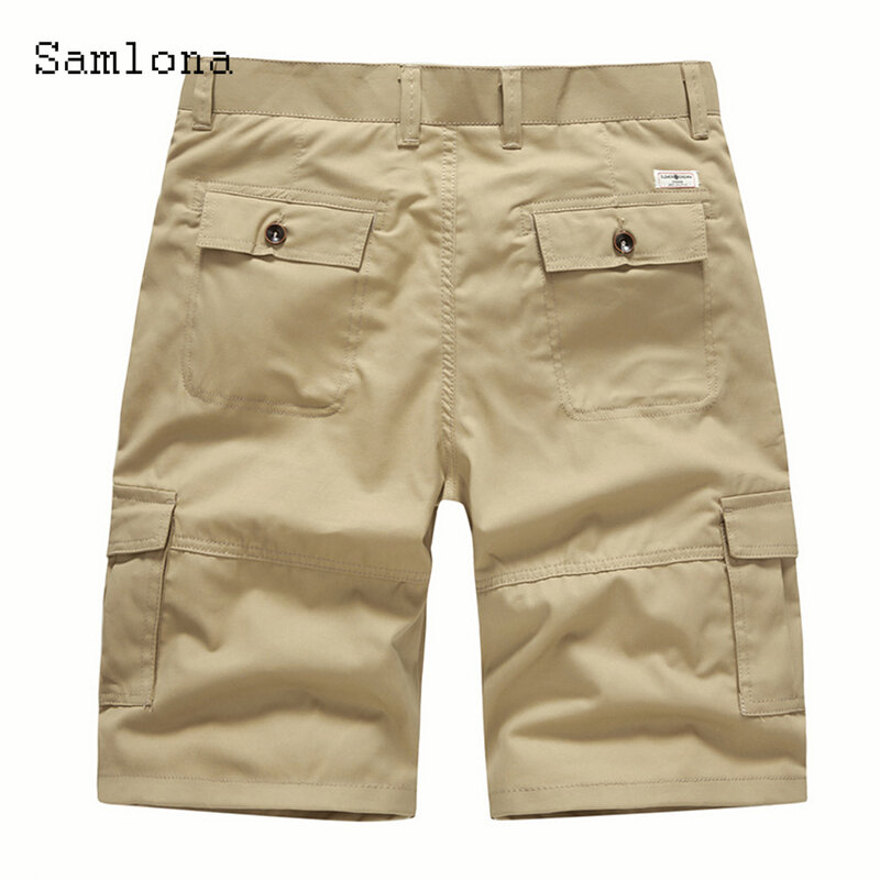 Plus Size Mens Cargo Shorts 2023 New Summer Half Pants Khaki Black Fashion Zipper Pocket Shorts Man Outdoor Casual Shorts Hommes