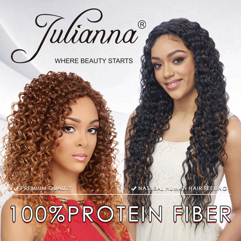 Julianna – Extensions de cheveux synthétiques en Fiber de Kanekalon, mèches de haute qualité, lisses et bouclées, ombrées