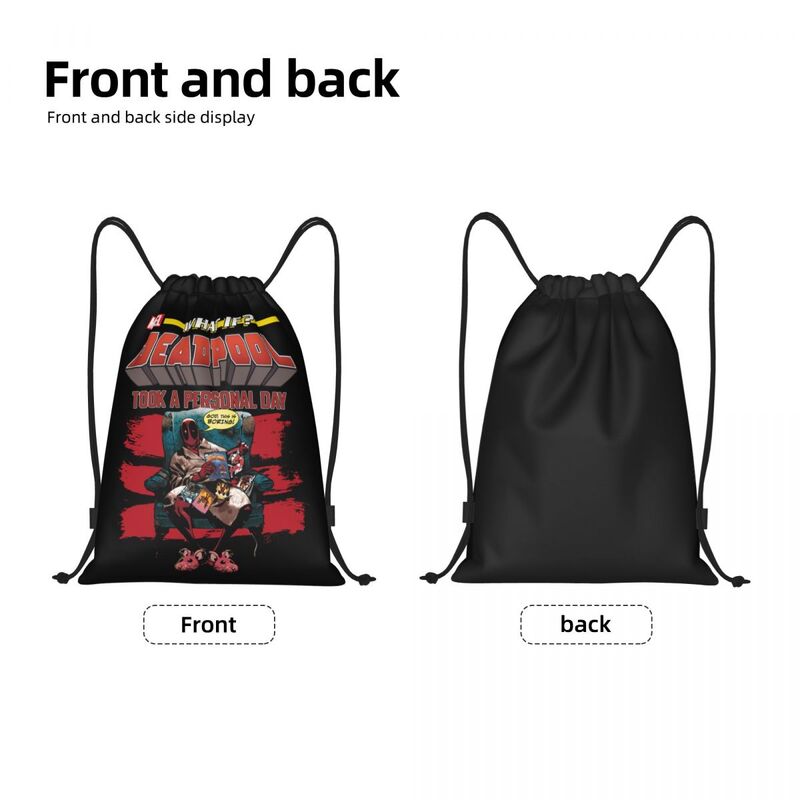 Spersonalizowany Deadpool zajmuje osobisty dzień torby ze sznurkiem przenośnych plecaków treningowych na siłownię kobiet