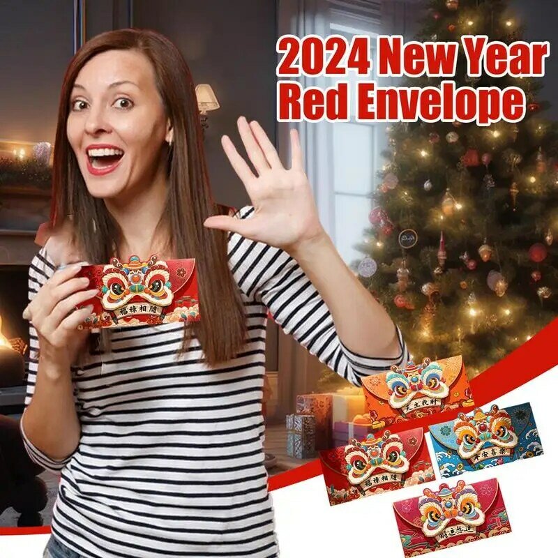 Конверты для китайского Нового года, конверты для денег, товары для нового года 2024, конверты для денег на удачу, поздравительные открытки