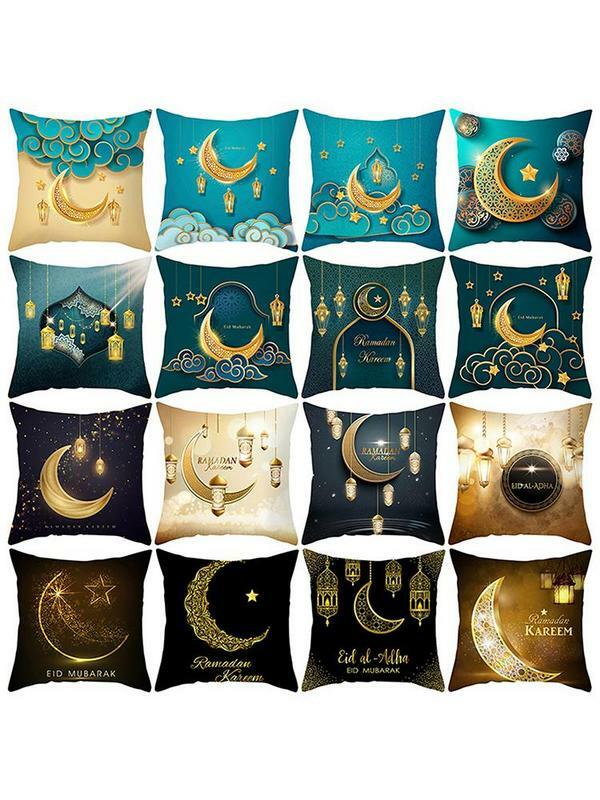 Sarung bantal Lebaran Dekorasi Rumah, sarung bantal Sofa Ramada Lebaran Kareem Lebaran Kareem, untuk dekorasi pesta Islami