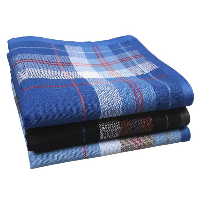 3x Assorted Color Cotton Mens Handkerchief Pocket Square Hankies Kerchief