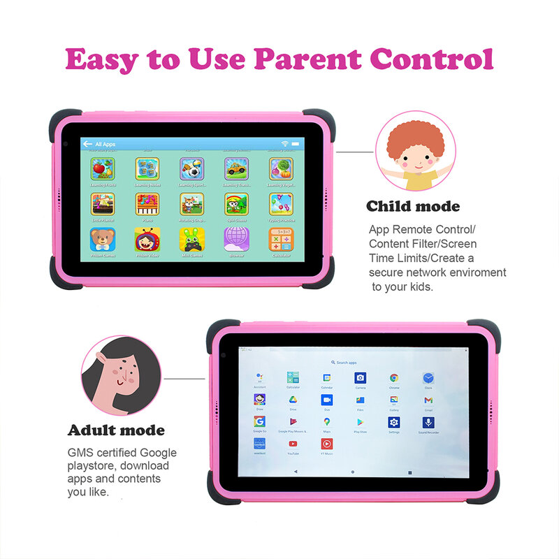 아동용 교육용 태블릿, 7 인치, 안드로이드 11, 1024*600 HD, Ouad 코어, 듀얼 와이파이, 2GB, 32GB, 어린이 선물, 직송