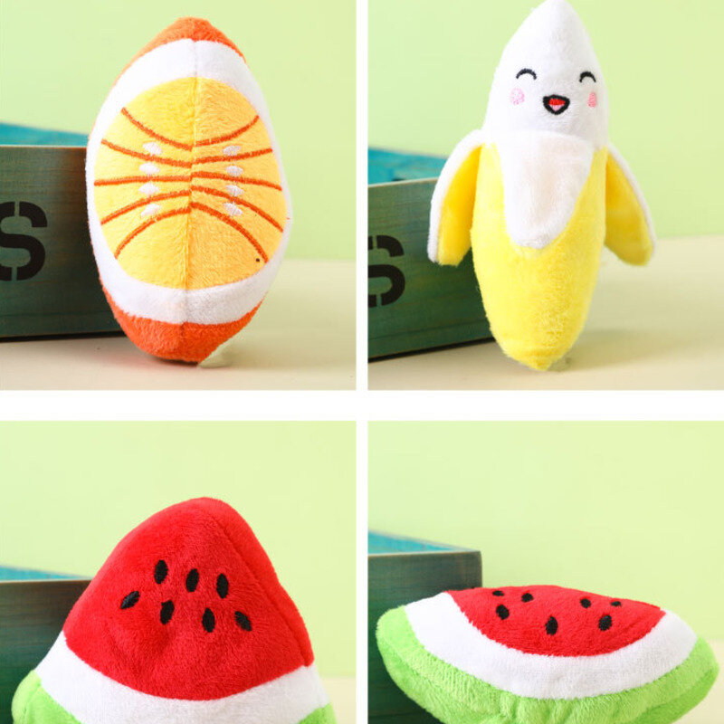 Fruit Pet Plush Toys Dog Teeth Grinding Bite Resistant Vocal Toy Watermelon Apple Avocado Strawberry Educational Relief Supplies