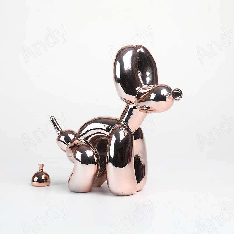 ยุโรปเรซิ่นรูปปั้นทอง Poop สุนัขบอลลูน Decor ห้องนั่งเล่นเครื่องประดับ Art โต๊ะ Figurines หน้าแรกตกแต่ง