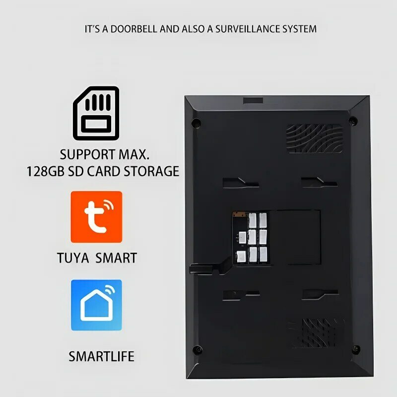 7" Touch Screen Video Intercom System for Home Smart Tuya APP 1080P Doorbell with IR LED Outdoor Metal Housing Waterproof