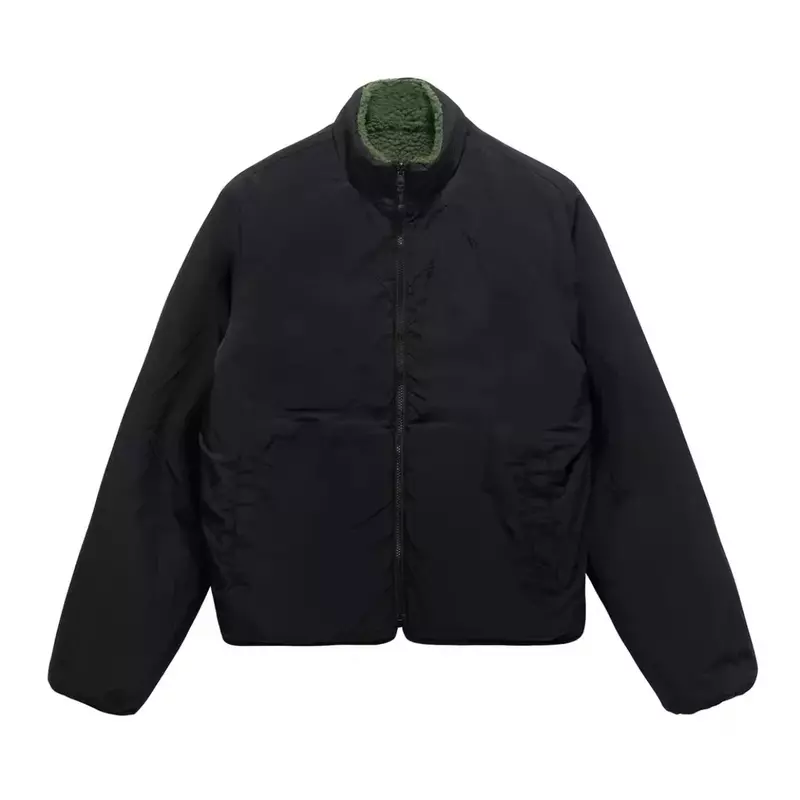 Schwarze 8 Ball Jacke übergroße Modell verdickte doppelseitige Lamm Fleece Billard Print Jacken