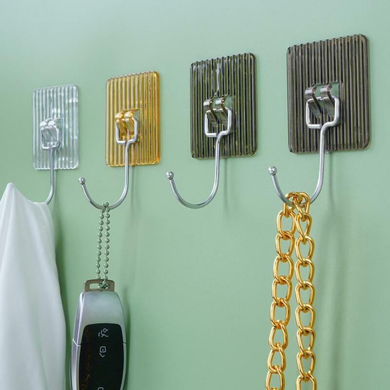 8 buah gantungan dinding berperekat, perekat kait dinding lengket bebas pukulan PVC penyimpanan lemari mantel gantungan dapur kamar mandi perlengkapan rumah