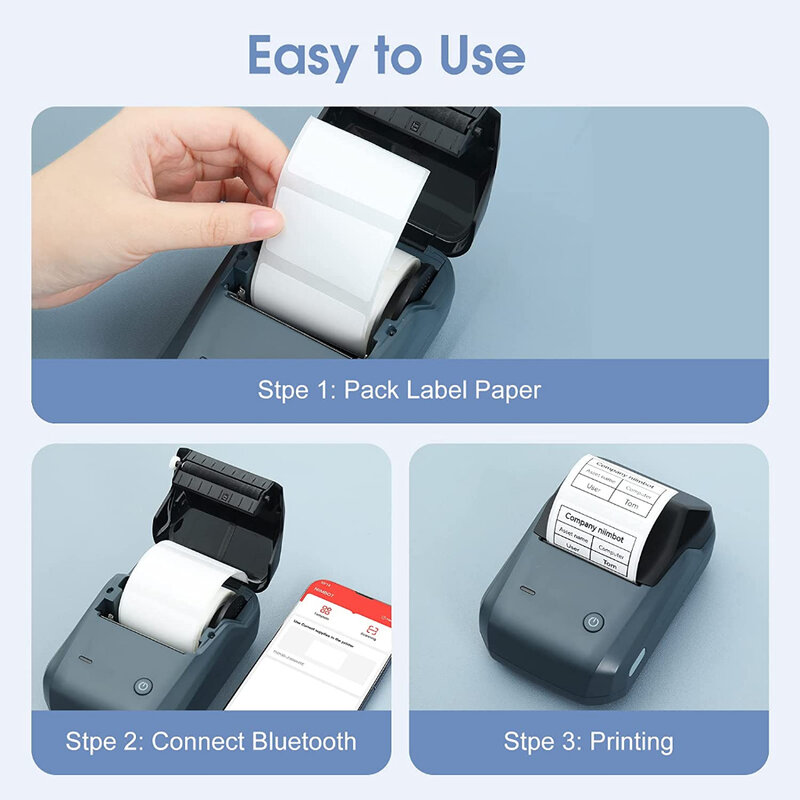 NIIMBOT B1 drukarka do etykiet przenośna ręczna drukarka termiczna Mini kod kreskowy QR naklejka z kodem kreskowym 20-50mm etykieta na kabel do rolki papieru