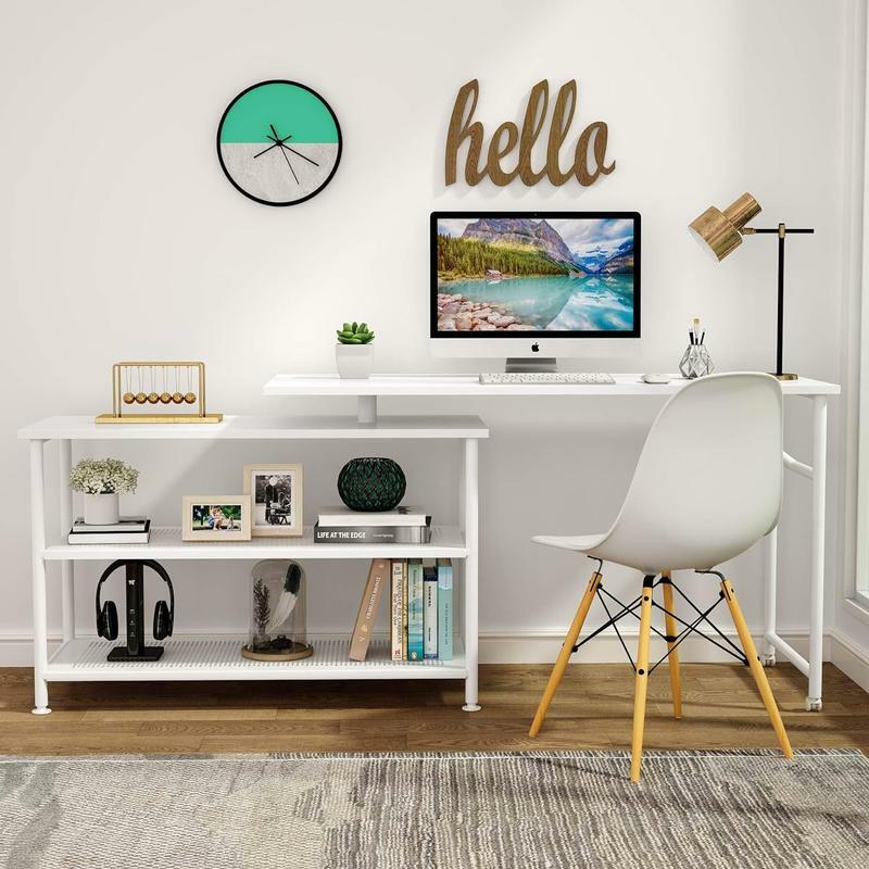 Tribesigns L-Shaped Computer Desk with Storage Shelves Rotating Desk