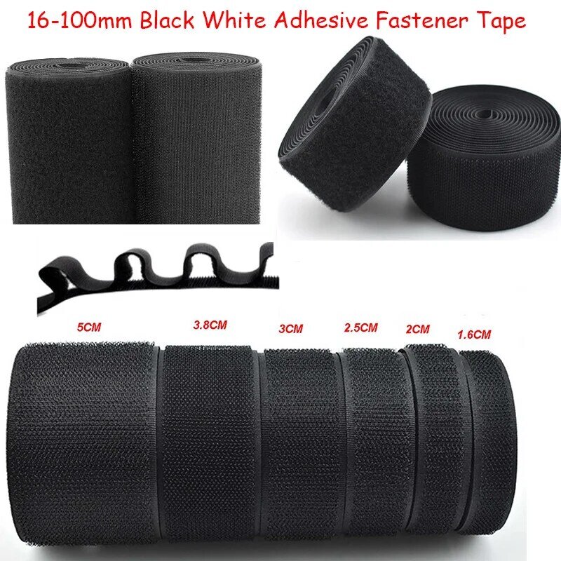 5Meters/Lot 16-100mm Black White Non-Adhesive Fastener Tape Hook and Loop Tape No Glue DIY Sewing Accessories Magic tape