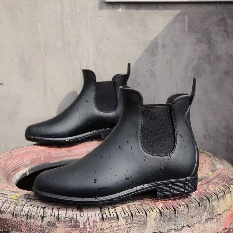 أحذية المطر مقاوم للماء للرجال ، أحذية تشيلسي ، أحذية مطاطية بولي كلوريد الفينيل ، أحذية الصيد عادية ، والأزياء السوداء