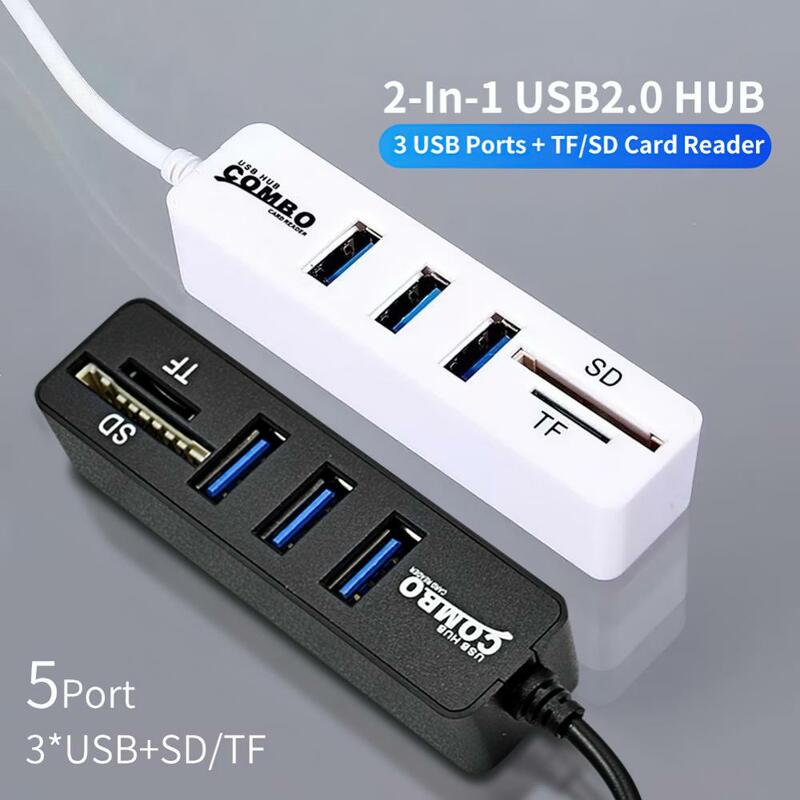 All In One USB HUB COMBO 3 Port Splitter Expander USB 2.0 Docking Station SD TF Card Reader Memory Card Reader Adapter For PC