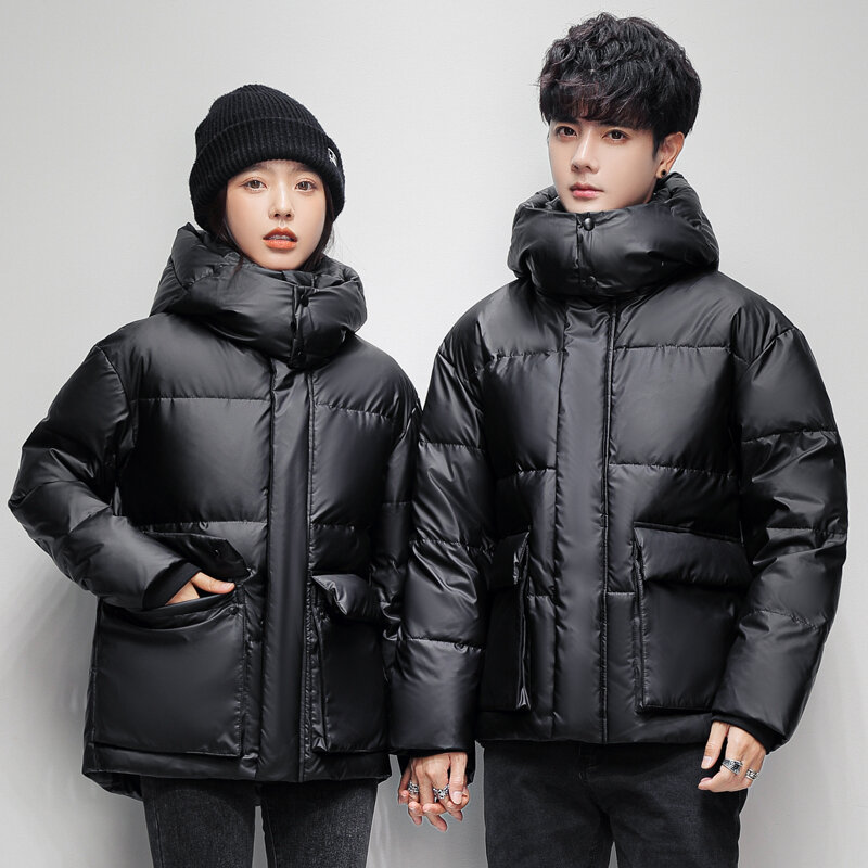 Marca casal inverno para baixo jaquetas para homens mulheres de alta qualidade com capuz grosso quente 90% pato branco para baixo casacos homens preto parkas bolsos