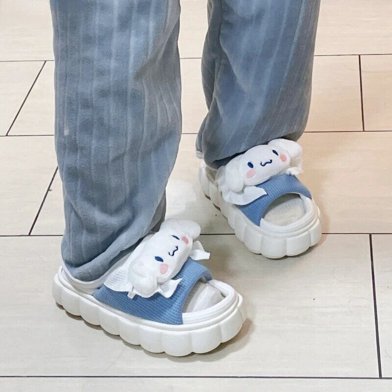 Sanrio, Hello Kitty Cinnamoroll сандалии Kuromi Повседневные тапочки для женщин Y2k летняя Милая плоская подошва дышащая домашняя обувь