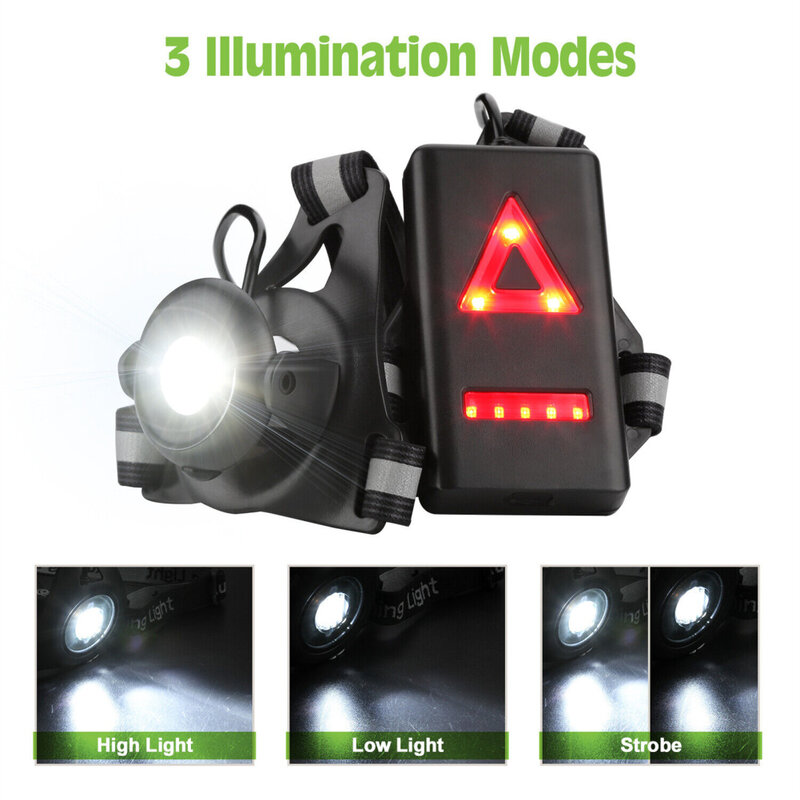 Lumières de poitrine à LED avec chargeur USB, feux de nuit, lumière arrière iodée, extérieur, camping, course à pied, jogging, livraison directe