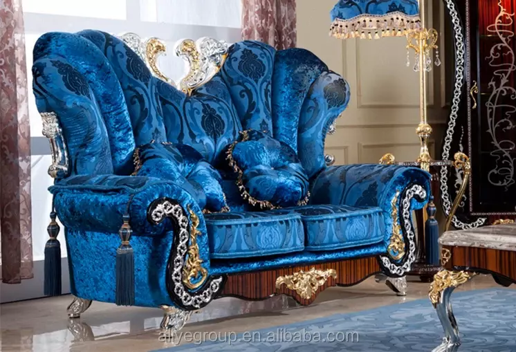 KT188- good quality wholesale italian sofa furniture royal hand carved wooden sofa vintage fabric living room sofa old