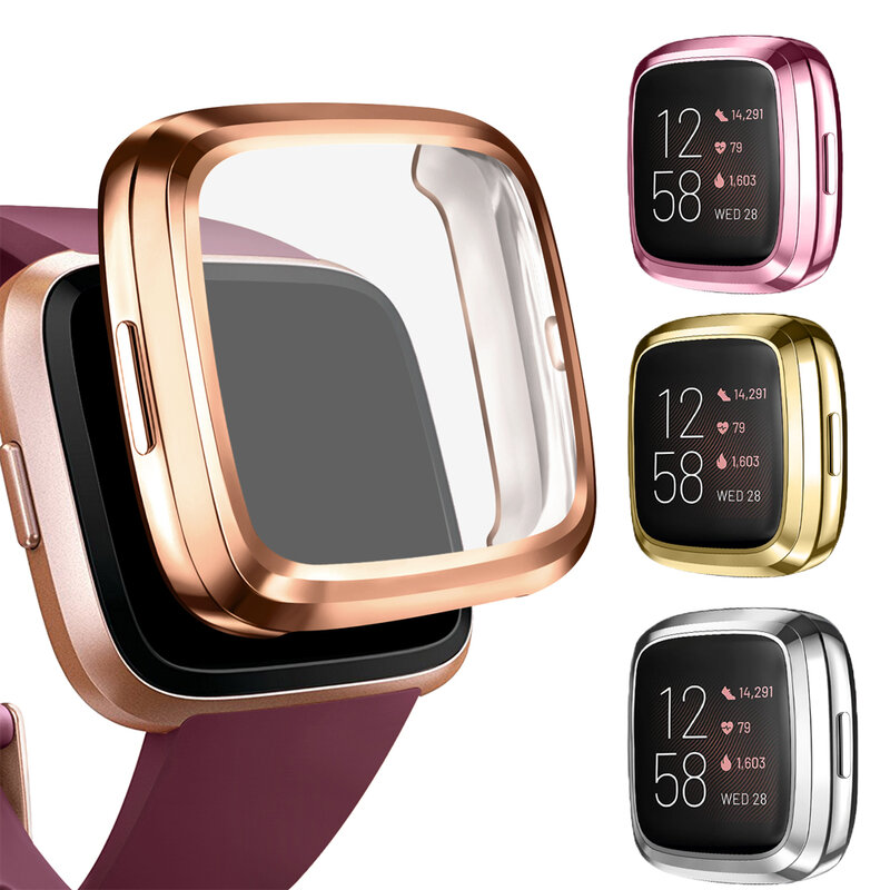 Caso protetor de tela para Fitbit Versa 2, Versa 3, Versa Lite, 7 cores, capa macia, caixa do relógio inteligente, acessório resistente a riscos