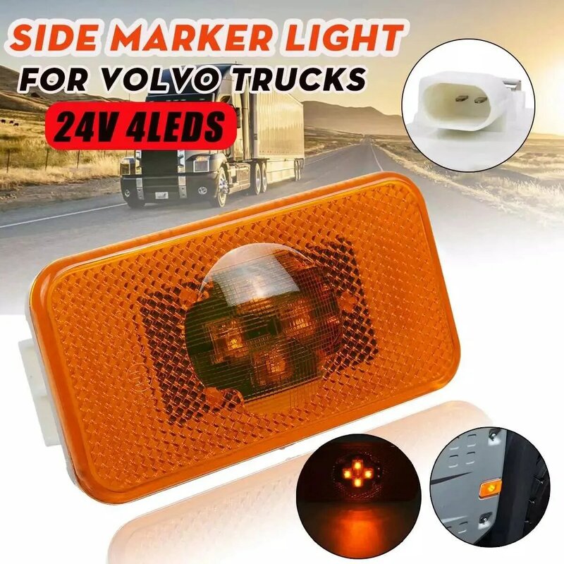 LED ضوء علامة الجانب لشاحنات فولفو ، مصباح مؤشر العنبر ، 24 فولت ، 4 المصابيح ، FM ، FH