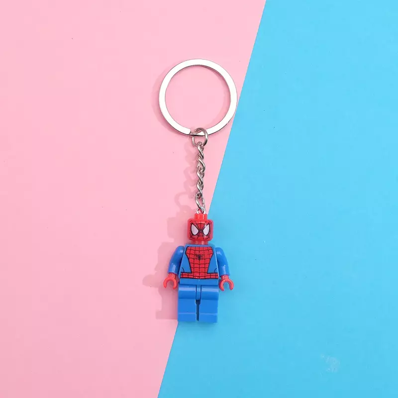 Disney Spider-Man Keychain Animation Building Blocks Keychain Cartoon Spider-Man Model Toy Car Bag Pendant Couple Gift