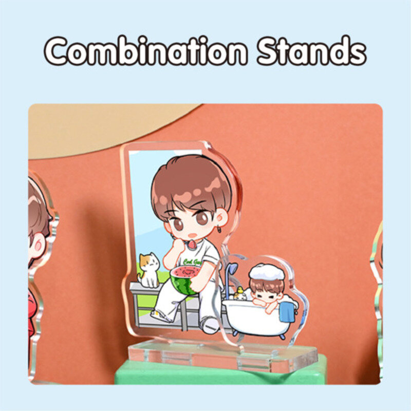 Supporto acrilico personalizzato figurina Anime cartone animato figura Standees portachiavi personalizzato foto doppio lato stampa tabellone rivestito