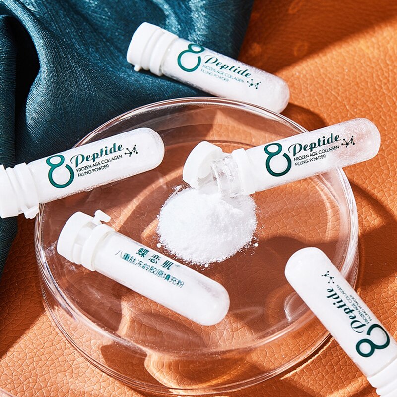 8 Peptides Collagen Filling Powder Essence Serum Set Hydrating Moisturizing Reduce Wrinkles Women Facial Skincare Kit Anti Aging