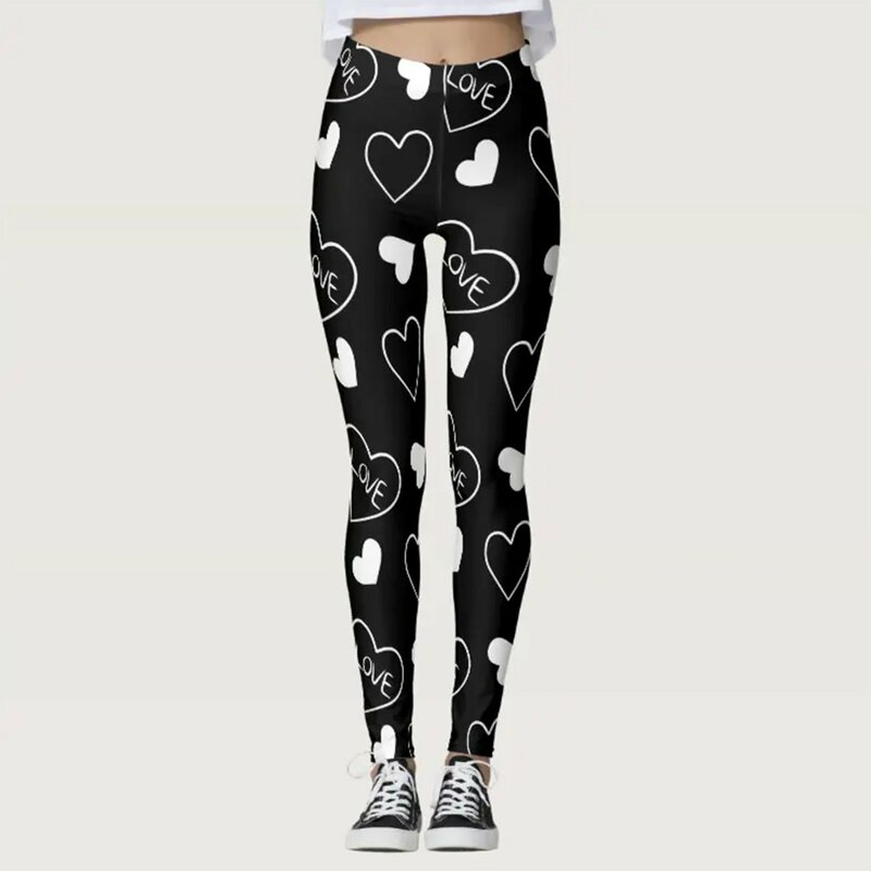 Valentine Day Women's Leggings Costume High Waist Slimming Love Printed Pattern Decor Style Casual Yoga Sports Pants For Women