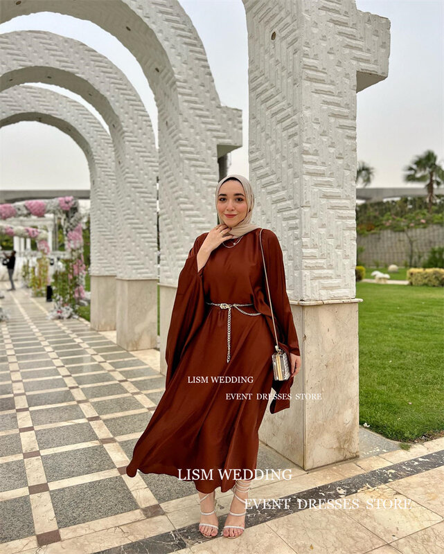 Винтажное мусульманское вечернее платье LISM в стиле Саудовской Аравии с расклешенными длинными рукавами ТРАПЕЦИЕВИДНОЕ платье для выпускного вечера с хиджабом и поясом