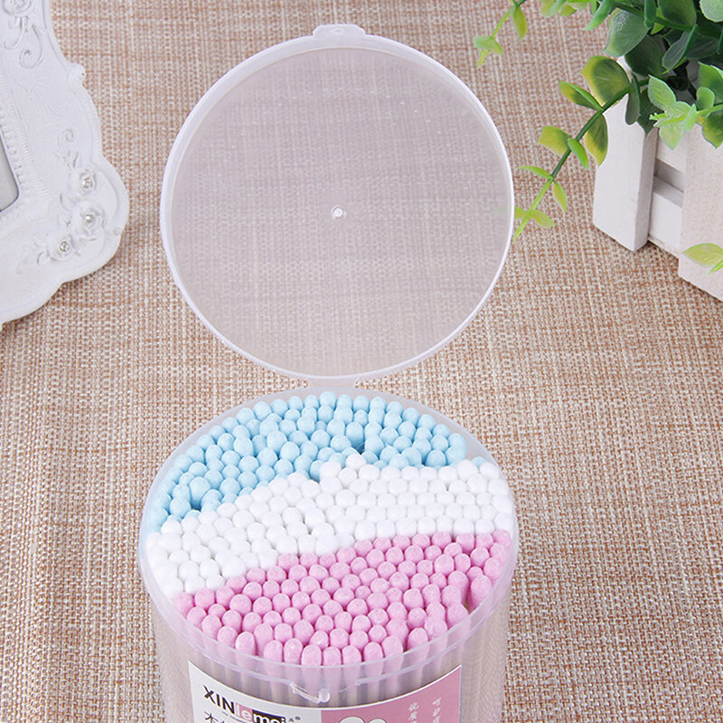 300PCS Disposable Makeup Cotton Swab Colored Bamboo Cotton Swab Wood Sticks Soft Cotton Buds Cleaning Of Ears Tampons
