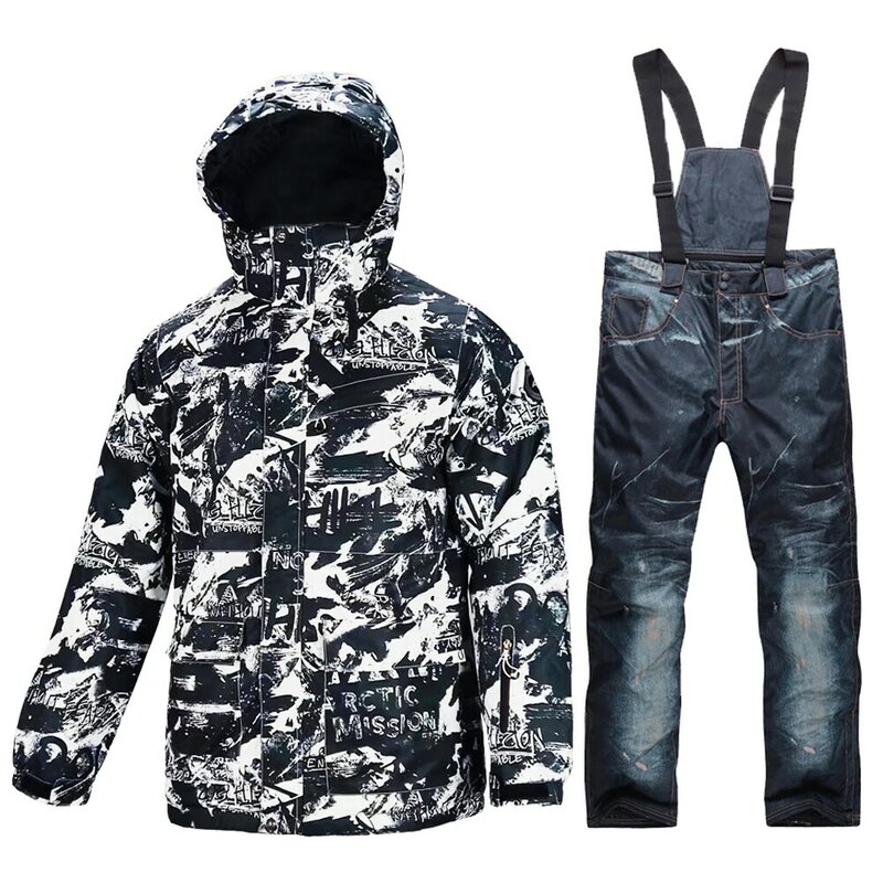 Traje de esquí térmico impermeable para hombre, chaqueta y pantalones de nieve a prueba de viento, conjunto de ropa de Snowboard al aire libre, monos para marido, invierno, nuevo