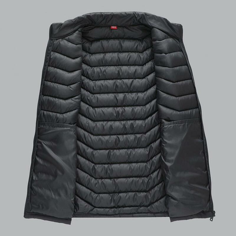 Cozy Men Thermal Vest Stylish Men's Winter Vest Warm Windproof Coat with Zipper Pockets Plus Size Waistcoat for Autumn Men