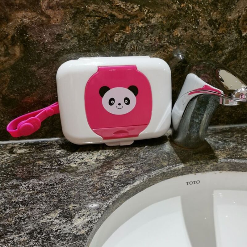 Organizador de bolsas colgantes para viaje, bolsas de almacenamiento de pañales Panda, bolsa de plástico para toallitas húmedas, caja dispensadora de papel, estuche para toallitas húmedas