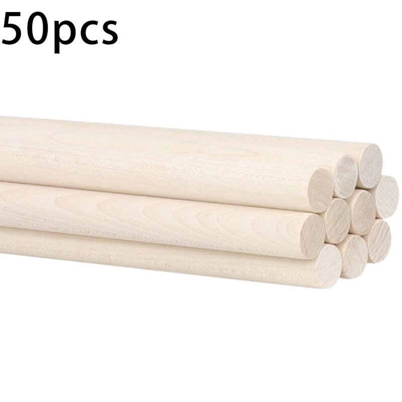 50Pcs Wooden Dowel Rods Unfinished Wood Dowels, Solid Hardwood Sticks For Crafting, Macrame, DIY & More, Sanded Smooth-Drop Ship