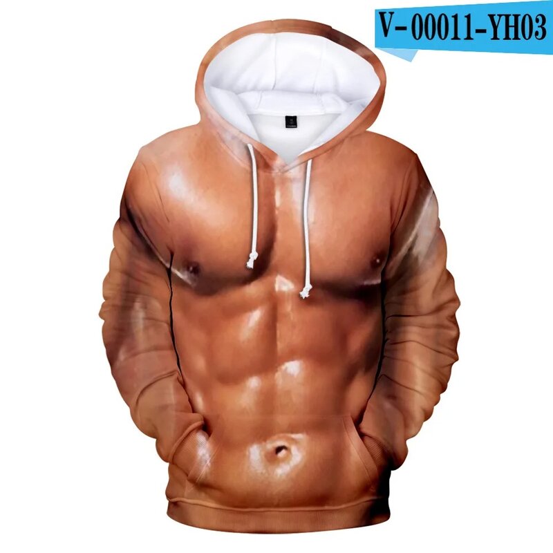 Sweat à capuche zippé à manches longues pour hommes, pull de fitness décontracté, sweat à capuche zippé, vestes d'hiver pour hommes, muscle drôle, impression 3D
