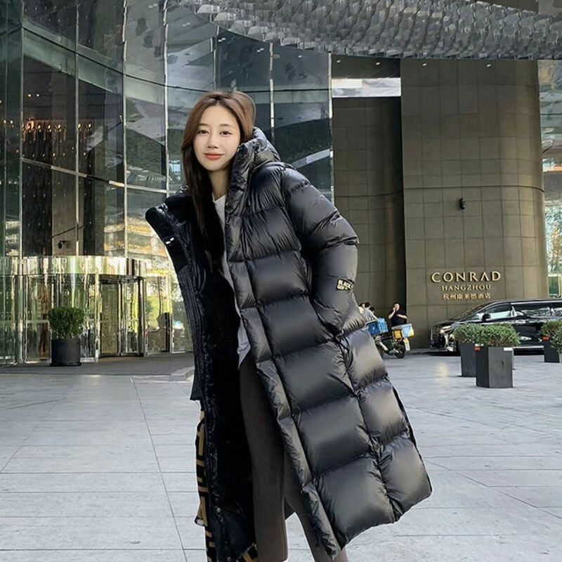 Piumino Super lungo donna 2024 nuovo coreano Over-The-Knee Fashion parka inverno femminile Casual spesso cappotto caldo R504