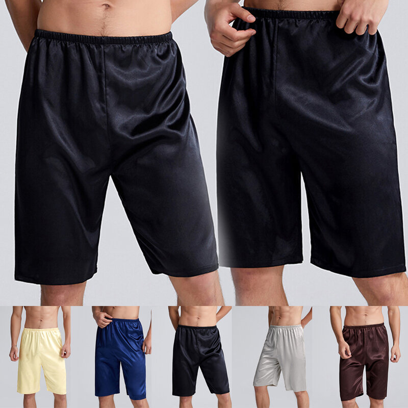 Men\'s Sleep Bottoms Home Silk Satin Pajamas Shorts Clothes Breathable New Men Sleep Bottoms Nightwear Sleepwear Boxers Panties