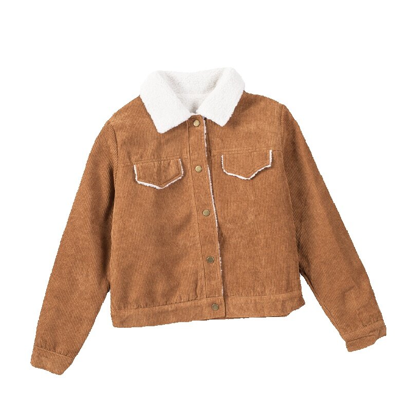 Winter plüsch und dicke einfarbige Jacke für Damen neue Winter Cardigan Knopf Revers 8511334