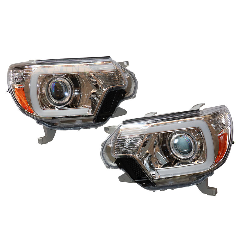 Left+Right Headlights For 2012-2015 Toyota Tacoma LED DRL Halogen Model Headlamps