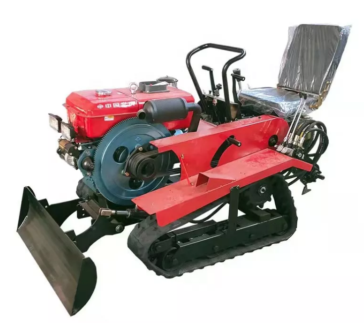 Crawler rotary tiller karet, penjualan langsung pabrik Multifungsi traktor paddy