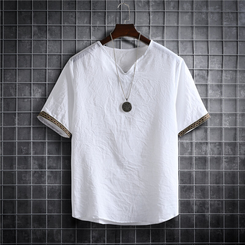 M-5XL Plus rozmiar letnie męskie koszule zwykły kolor koreański moda męska koszulka z krótkim rękawem Hawaii koszulka z krótkim rękawkiem lekka odzież