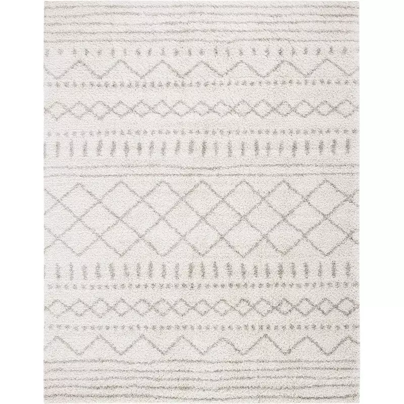 SAFAVIEH Arizona Shag Collection Area karpet-8 'x 10', Gading & krem, desain Maroko, non-penumpahan & perawatan mudah, 1.6 inci