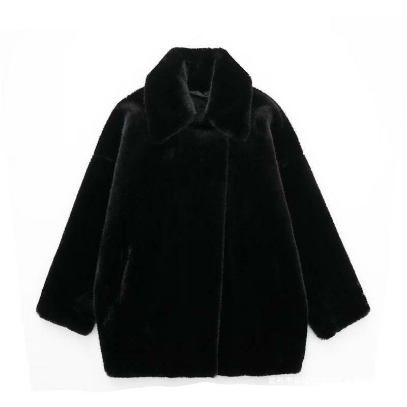 Черный меховой женский костюм, женский официальный Блейзер, Женская деловая рабочая одежда, пальто, Повседневная зимняя теплая уличная одежда
