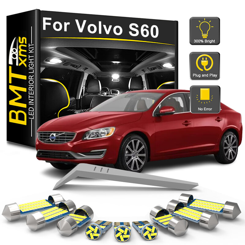 BMTxms For Volvo S60 Sedan 2001-2014 2015 2016 2017 2018 Car LED Interior Light Bulb Kit Accessories Canbus Indoor Reading Trunk