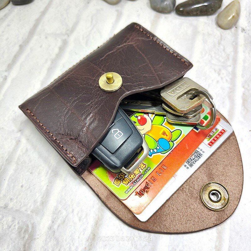 Blongk Mini marsupio sottile cintura in vera pelle piccola marsupio porta carte di credito portachiavi auto portafoglio portamonete uomo 3618