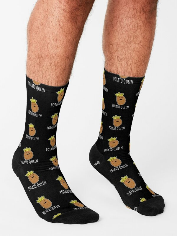 Potato Queen kaus kaki olahraga pria wanita, kaus kaki pendek hadiah kentang lucu
