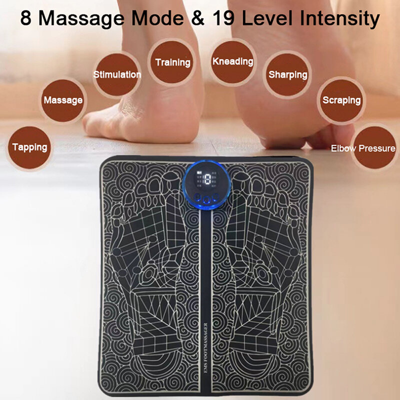 Elektrische Ems Voet Massager Pad Draagbare Opvouwbare Massage Mat Spierstimulatie Verbeteren Bloedcirculatie Verlichting Pijn Ontspannen Voeten