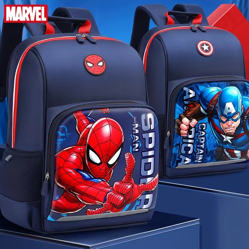 Школьные портфели Disney Marvel для мальчиков, ортопедический рюкзак на плечо для начальной школы, класс 1-3, с капитаном Америка и железным пауком